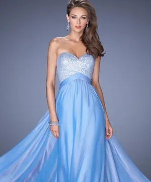 La Femme Periwinkle Strapless Prom Dress thumbnail 1