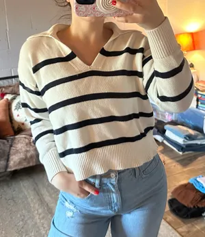 Old Navy Striped Collared Sweater thumbnail 1