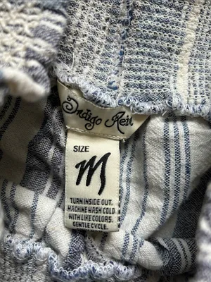 Indigo Rein Blue and White Striped Smocked-Waist Wide Leg Pants thumbnail 2