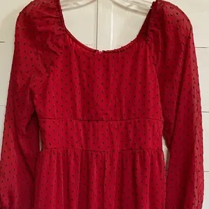 Trixxi Girl Red Black‎ Sheer Dot Party Dress Goth Red Devil Vamp - Juniors XL thumbnail 5