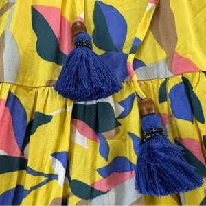 MAAJI Strapless Long Smocked Tiered Maxi Dress Floral Hamilton Bay Print Size M thumbnail 10