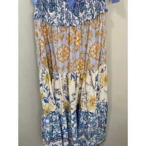 Free People Tie Strap Printed Boho Maxi Dress Size XS thumbnail 5
