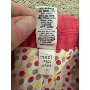 Vintage 2005 Old Navy Pink Cotton Blazer Polka‎ Dot Lining Y2K Barbiecore Small thumbnail 6