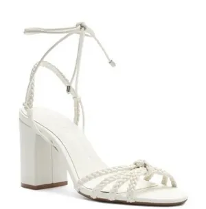 Schutz Adele White Braided Strappy Block Heel Sandals thumbnail 1