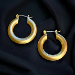 Gold Tone Satin Hoop Earrings thumbnail 1