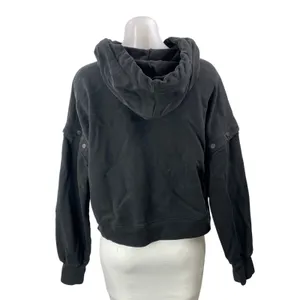 AllSaints Women's Black Spell Out Logo Zip Hoodie Hooded Sweatshirt Top Size S thumbnail 3