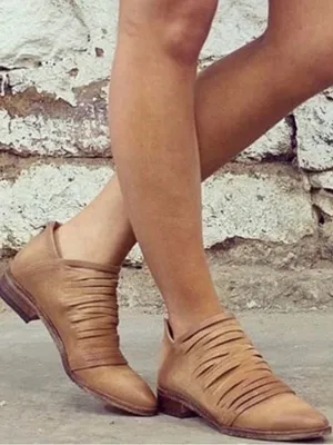 Free People Lost Valley Distressed Booties in Tan thumbnail 1