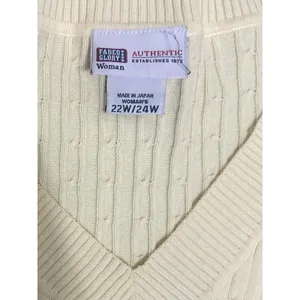VTG Faded Glory Cotton Blend Cable Knit Sweater Buttery Yellow Plus 3X 22W/24W thumbnail 4