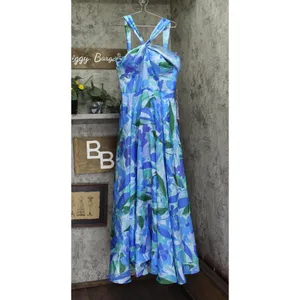 NWT Taylor Womens Twisted Halter Printed Gown Dress 9185S Sapphire Blue 14 thumbnail 4