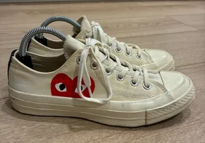 Converse x Comme Des Garcons PLAY Cream Low Top Sneakers Size 5 Men’s/Women’s 7 thumbnail 1