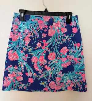 Lilly Pulitzer Izzy Skirt Mini Corsica Blue Pink Toucan Party size 6 thumbnail 1