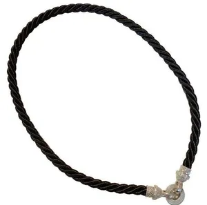 Judith Ripka Sterling Silver Jewelry Magnetic Statement Black Rope Necklace thumbnail 1