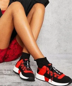 Alo Wanderer Sneaker Black Cherry Red High-Tops Running Vegan Athletic Shoes 7 thumbnail 1