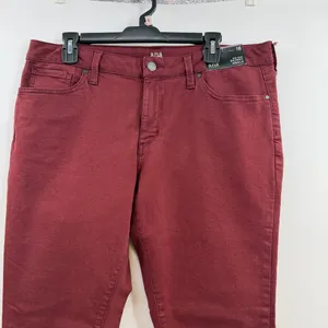 a.n.a Skinny Ankle Jeans 16 Burgundy Mid Rise Raw Hem Stretch NWT thumbnail 2