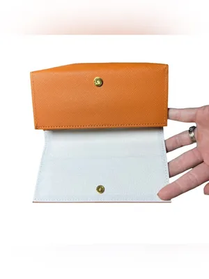 Tory Burch Orange Saffiano Leather Sunglasses Case Eyeglasses Case Travel Bag thumbnail 6