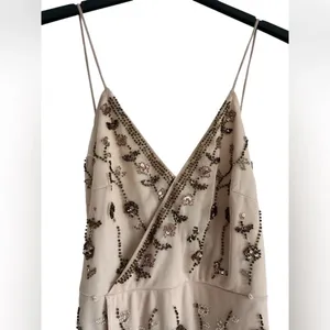 NEW Altar'd State Dress Women's Analia Beaded Spaghetti Strap Nude thumbnail 2