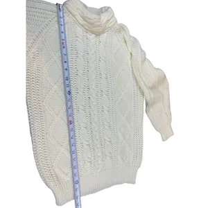 VTG 90s Carriage Court Cable Knit Sweater M Relaxed Fit Ivory Cream Mock Neck thumbnail 6