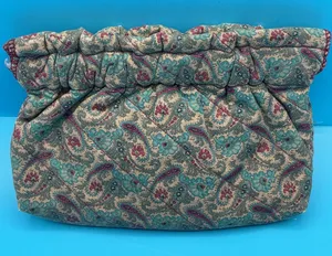 Vintage Quilted Clutch 8.3” length Green thumbnail 1