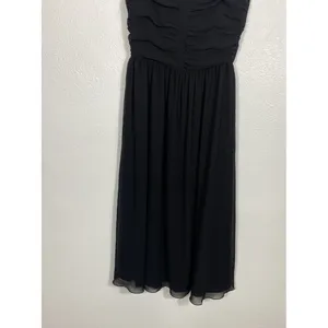 Aritzia Black Chiffon Midi Fit & Flare Dress Ruched Sweetheart Straps Size 8 thumbnail 7