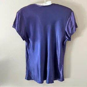 Vintage Paris Sport Club Satin Shirt Womens L Large Fits Small Medium Purple 90s thumbnail 2