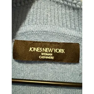 Jones New York 100% Cashmere Sweater Women L Blue Pullover V-Neck Preppy Casual thumbnail 3