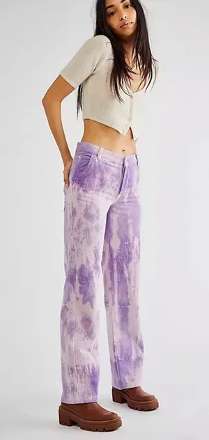 Free People Reese Pitched Straight Cord Jeans in Moonlit Orchid BNWTS thumbnail 1