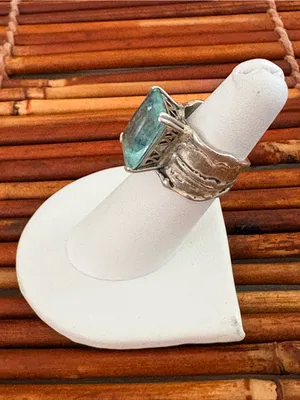 Silpada Sterling Silver Ring with Aqua Blue Square Glass Stone 5.5 thumbnail 3