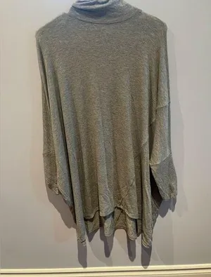 We The Free Heather Gray Oversized Turtleneck Batwing Top thumbnail 1