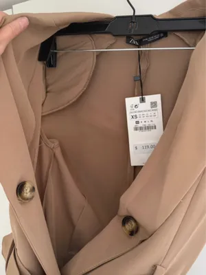 Zara Sleeveless Double-Breasted Belted Maxi Dress in Tan thumbnail 8