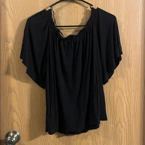 H&M Women’s Black Off The Shoulder Flare‎ Sleeve Ruffle Trim Blouse Small thumbnail 5