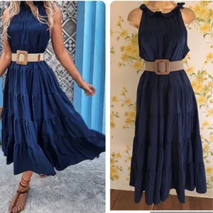 tiered maxi dress navy blue size L thumbnail 5