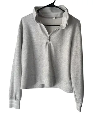 Athletic Works Womens Light Heather Gray Quarter‎ Zip Pullover Sweatshirt thumbnail 1