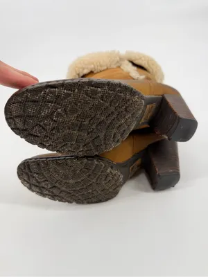 Born Dona W21268 Brown Leather Shearling Cuff Ankle Boots Size 6 thumbnail 6