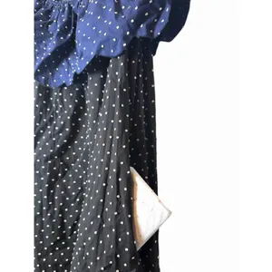 Marysia Resort Dress Black Navy White Off The Shoulder Polka Dot Scalloped Small thumbnail 5