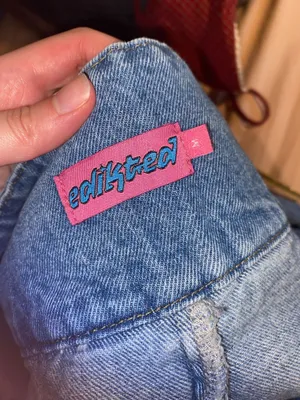 Edikted Denim Pleated Low Rise Micro Skort. NWOT. Medium thumbnail 5
