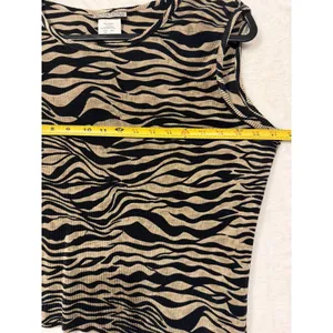 Notations Zebra‎ Animal Print Tank Top Womens Large Tan Black Ribbed Shell thumbnail 5