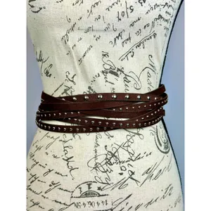 8 Other Reasons Suedette Studded Belt in Brown 43" thumbnail 12