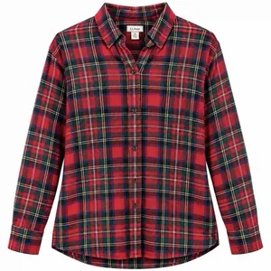 LL Bean Red Scotch Plaid Cotton Flannel Button Shirt Relaxed Fit Size XL thumbnail 11