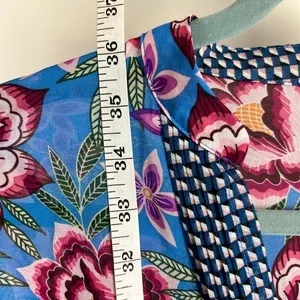 Cabi Floral V-Neck Shift Dress Sheer‎ Sleeve Blue XS 5612 thumbnail 8