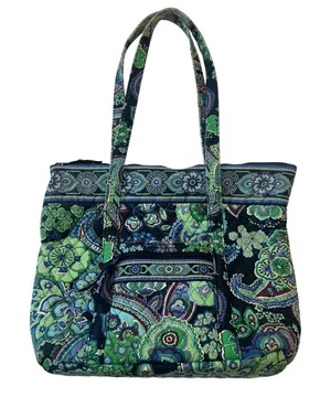 Vera Bradley Tote‎ Bag Quilted Floral Lightweight Travel Carry On Green thumbnail 1