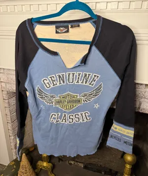 Harley-Davidson Genuine Classic Long Sleeve Graphic Tee Made USA Women's XL thumbnail 1