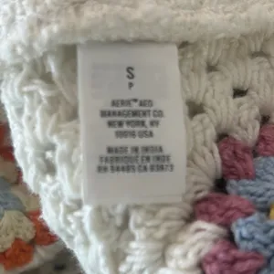 Aerie Crochet Granny Square Top Small White Long Sleeve Flowy Vacay Shirt Boho thumbnail 5