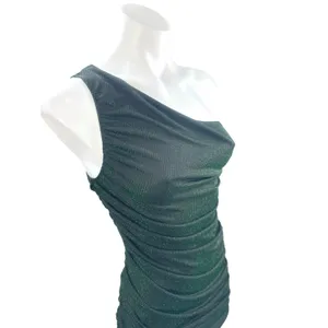 NEW Saylor Hilaria Feather Metallic Ribbed Knit Ruched Midi Bodycon Dress Sz XS thumbnail 4