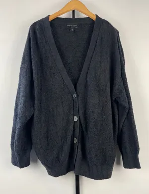 Barefoot Dreams CozyChic Lite Cardigan Black Carbon V-Neck Sweater BDWCL22246 XL thumbnail 1