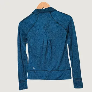 Lululemon Blue Black Static Print Half Zip Pullover Long Sleeve Top Size 4 thumbnail 3