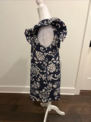 TCEC Navy Flutter Sleeve Dress Sz M thumbnail 2