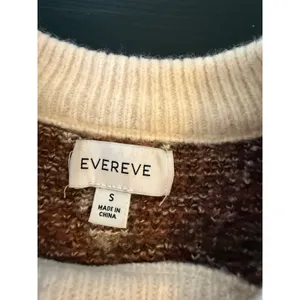 Evereve Womens Chevron Striped Knit Sweater Brown Cream‎ Small Zig Zag Crewneck thumbnail 2