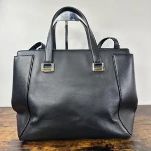 Jimmy Choo Satchel Bag Womens Large Black Leather Top Handle Work Purse Italy thumbnail 2