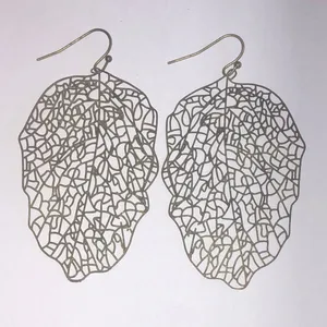 Elegant Brass Tone Lightweight Cutout Boho Leaf Earrings thumbnail 1