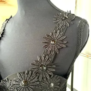 Sexy Witch Black Faux Lace Up Whimsigoth Coquette Dark Fairy Smocked Back Tank thumbnail 4